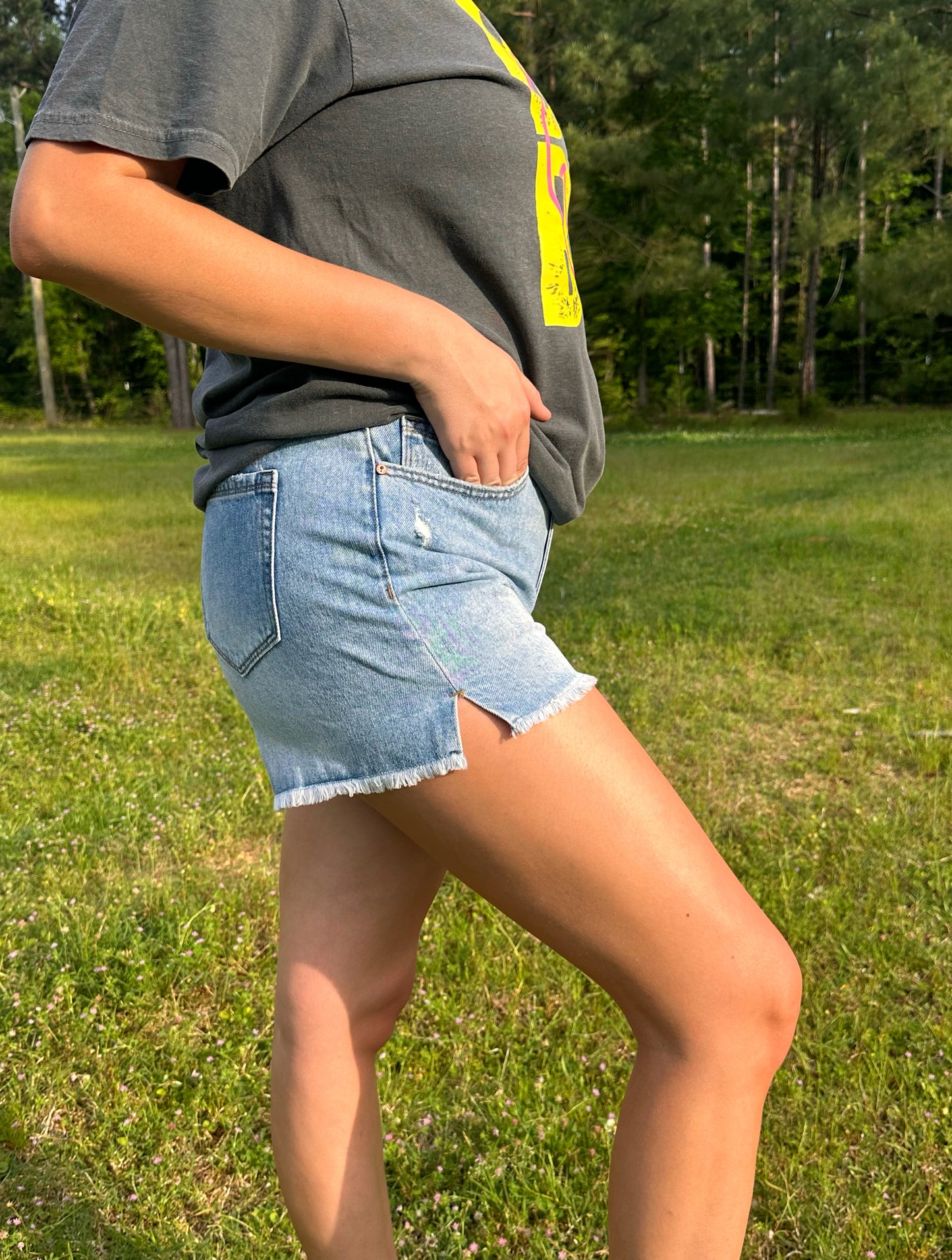 High rise classic denim shorts