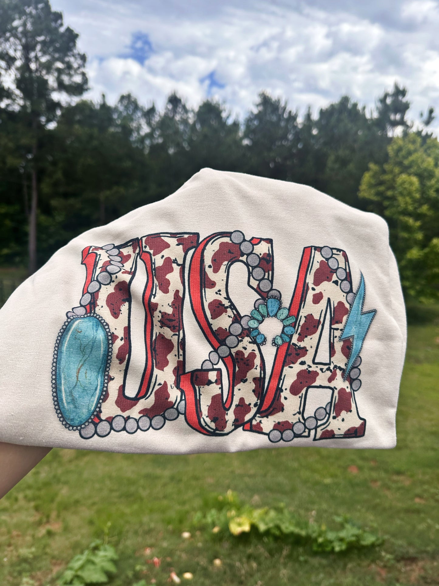 Cow print USA tee