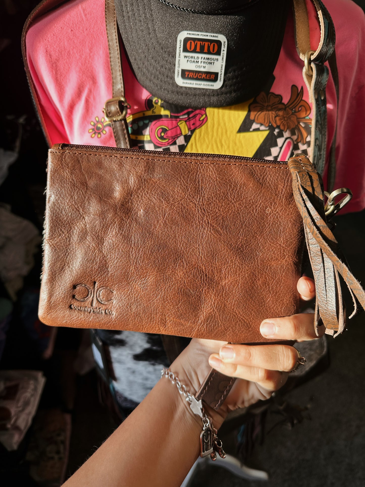 Cowhide & Leather Wristlet