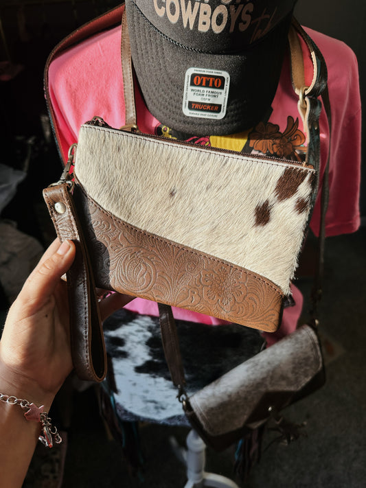 Cowhide & Leather Wristlet