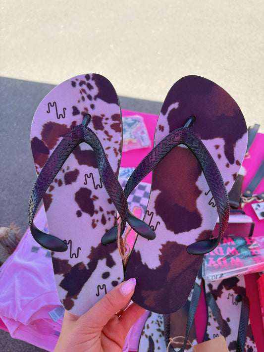 Cow Print flip flops