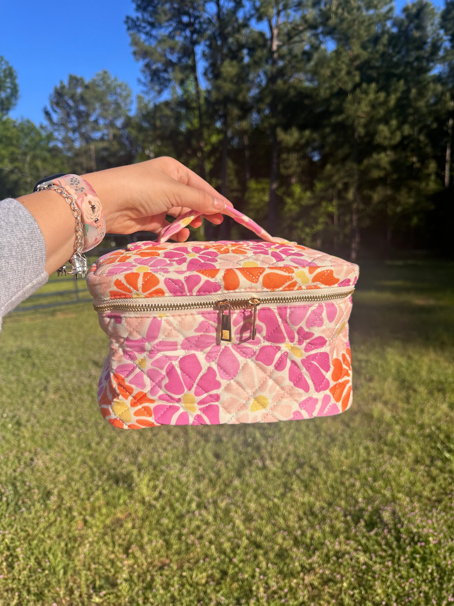 Spring flower cosmetic bag