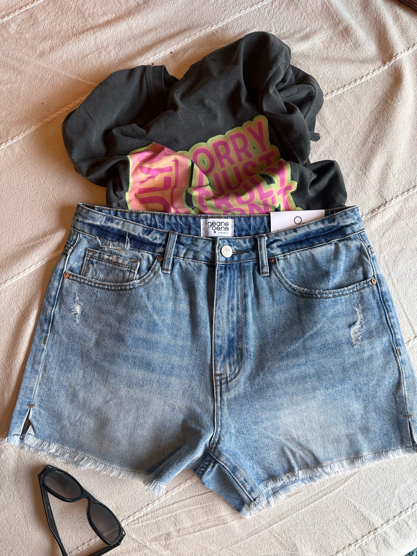 High rise classic denim shorts