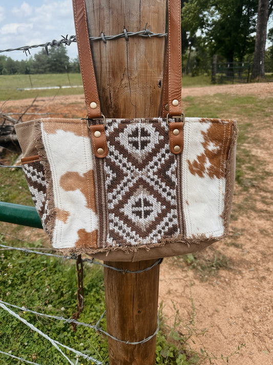 Brown Cowhide tote bag