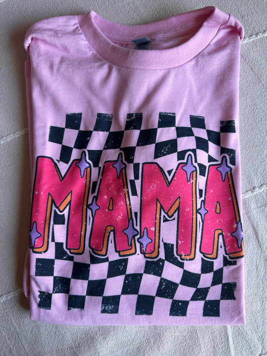 Checkered MAMA tee pink